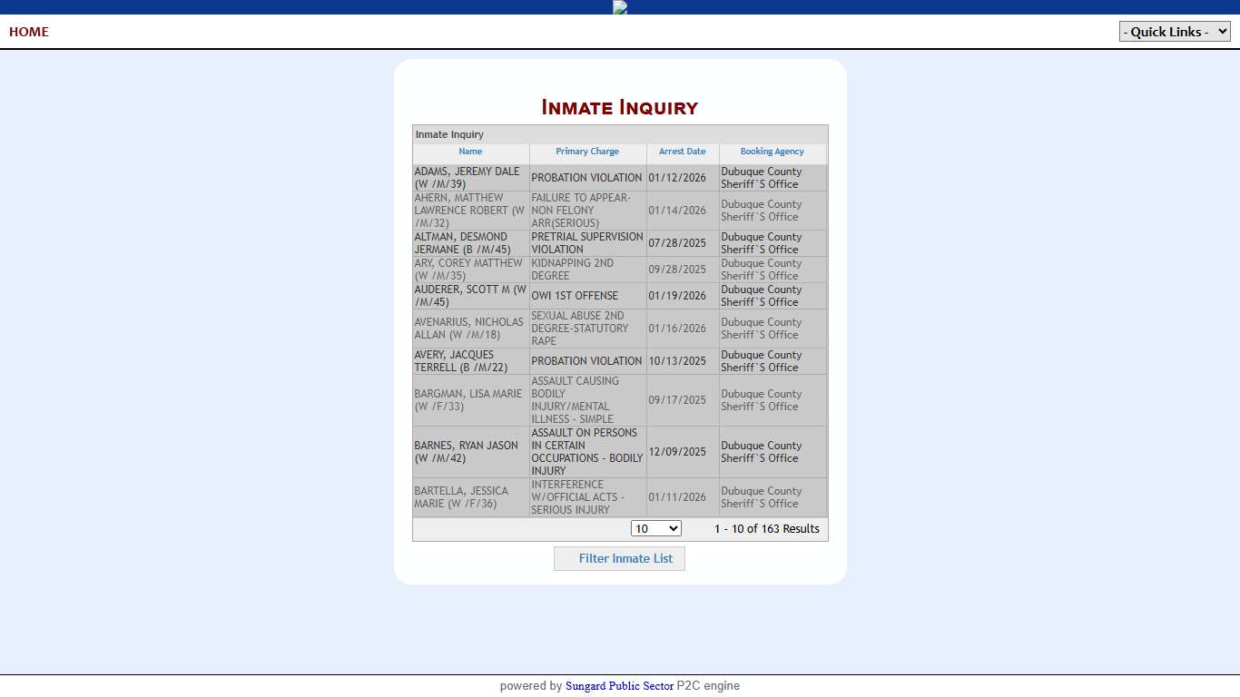 Dubuque Law Enforcement Center P2C - provided by OSSI
