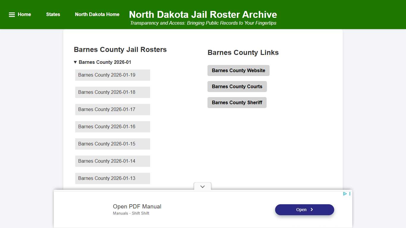 Barnes County - North Dakota Jail Rosters